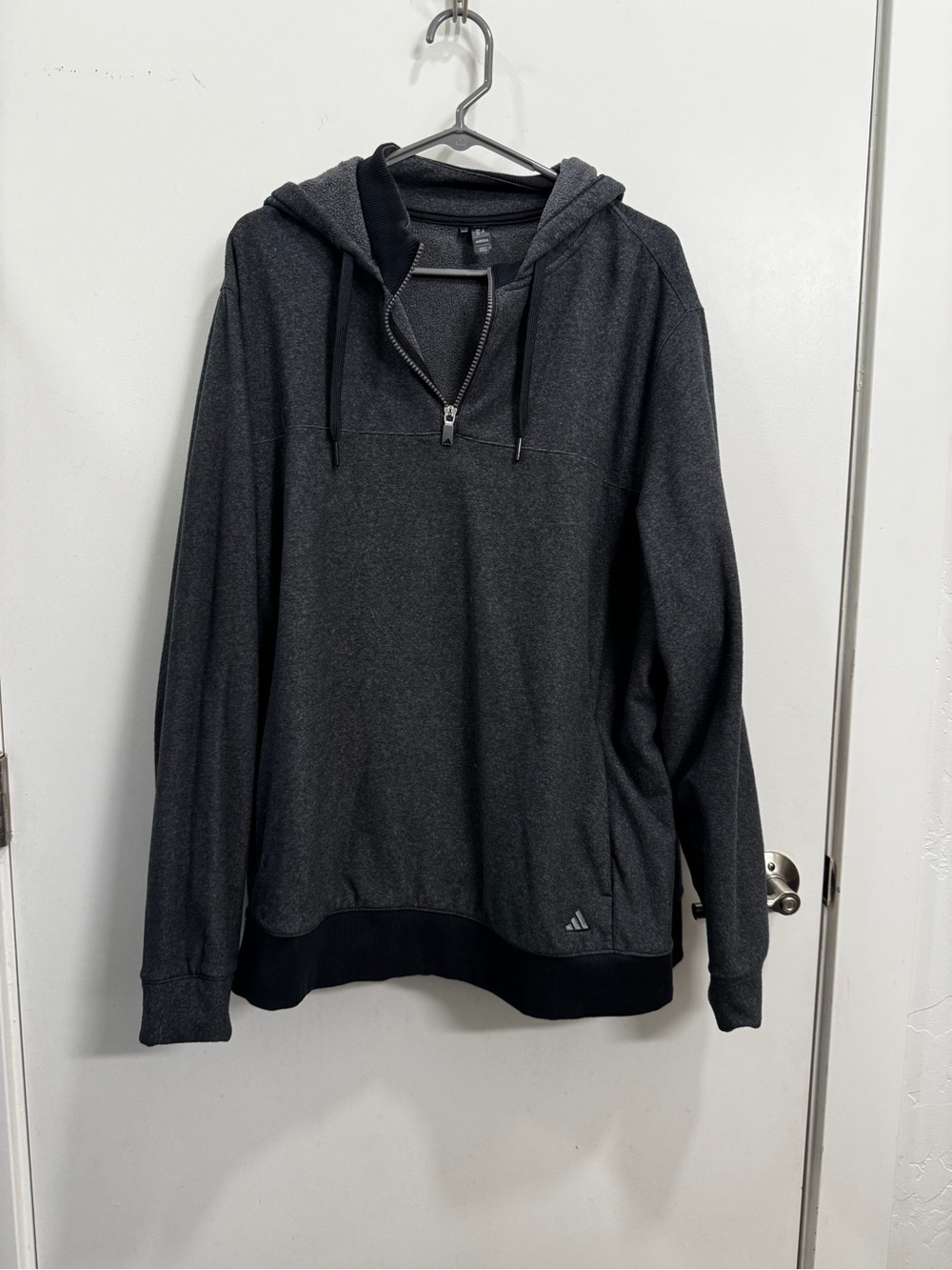 adidas Men's Charcoal Gray Half-Zip Hooded Sweater